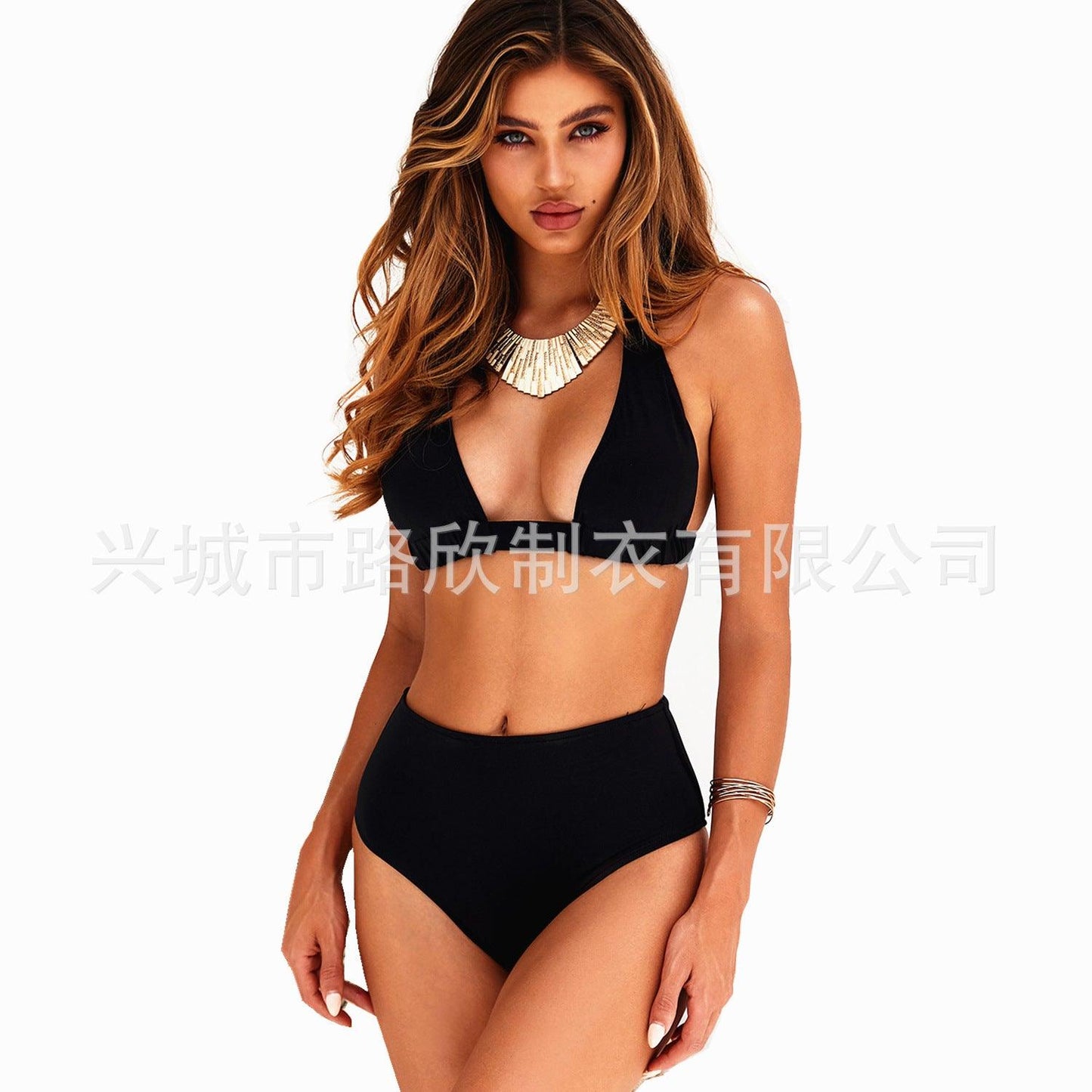 High-Waist Printed Split Bikini Swimsuit – European & American Styles