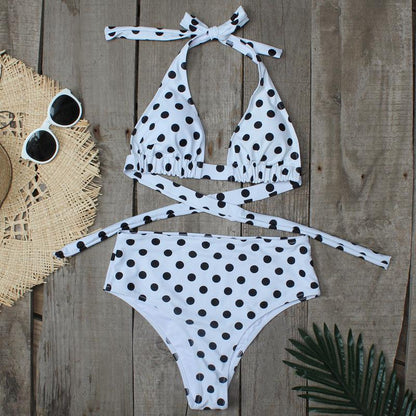 High-Waist Printed Split Bikini Swimsuit – European & American Styles