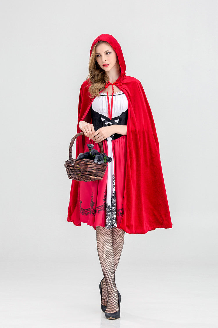 Enchanting Halloween Little Red Riding Hood Costume – Dress & Cloak Set