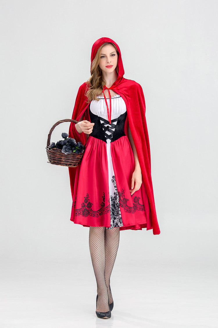 Enchanting Halloween Little Red Riding Hood Costume – Dress & Cloak Set