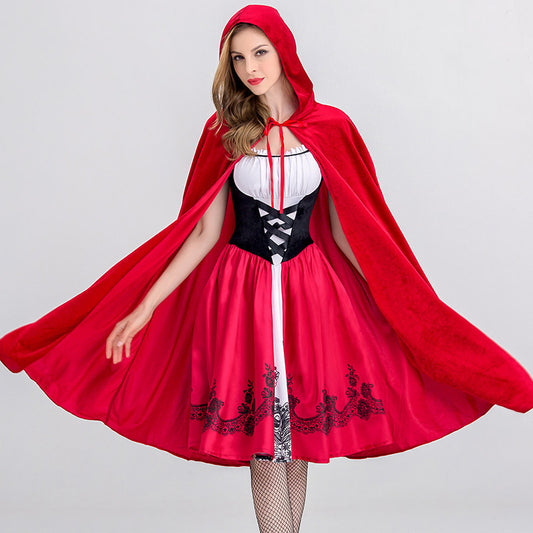 Enchanting Halloween Little Red Riding Hood Costume – Dress & Cloak Set