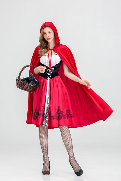 Enchanting Halloween Little Red Riding Hood Costume – Dress & Cloak Set