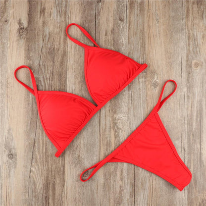 Sexy Solid Color Bikini Thong – Available in Large Sizes for Women’s Swimwear