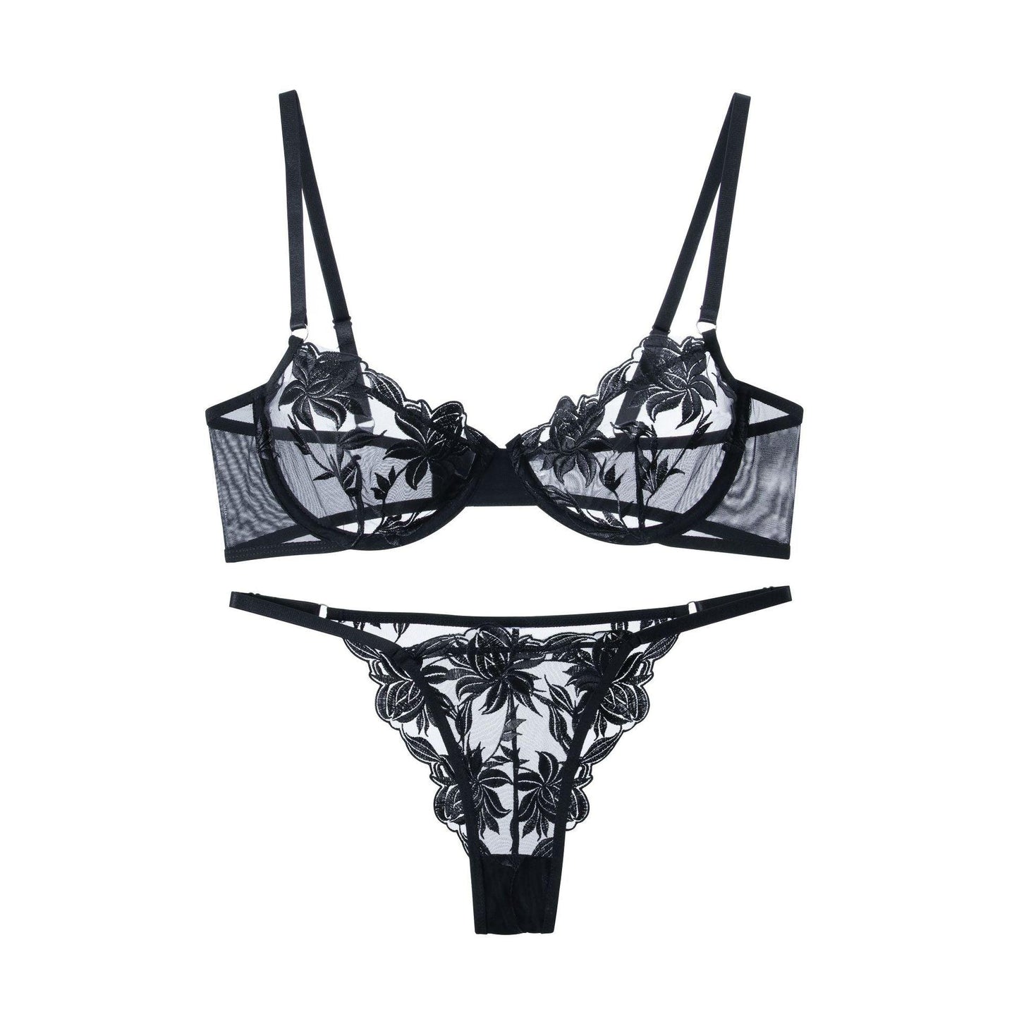 Sexy See-Through Mesh Bra Set - Women's Hollow Lace Underwear